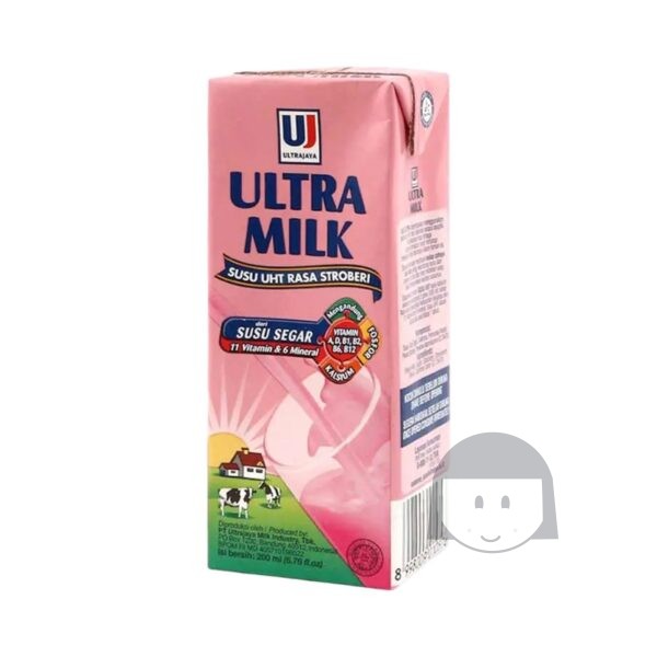 Ultrajaya Ultra Milk Rasa Stroberi 200 ml Drinks